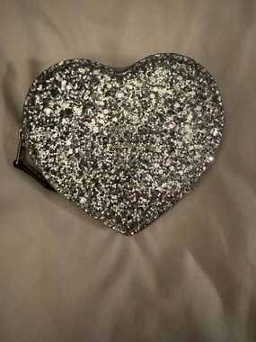 Coach Silver Glitter Heart coin purse
